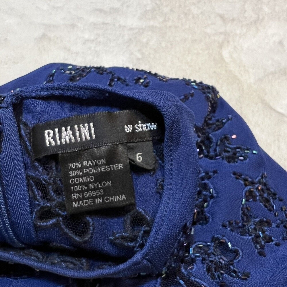 Rimini by Shaw Gown Formal Beaded Top Blue Maxi Women’s 6 - Picture 10 of 13